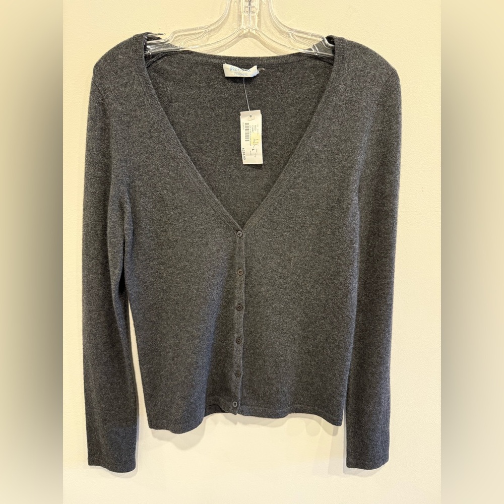 Malika 100% Cashmere Charcoal Gray Cardigan – Timeless & Cozy